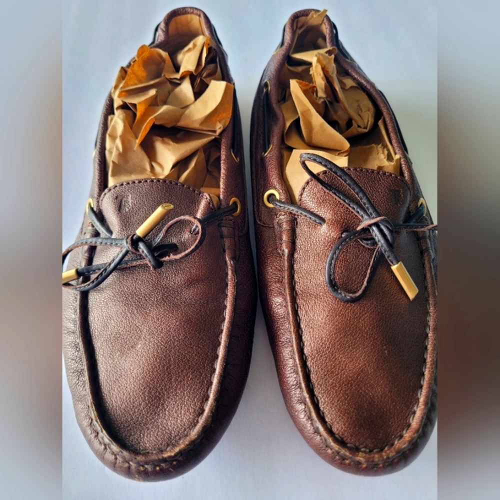 Tod's Brown Leather Gommino Slip On Loafers Size 40.5 Womens